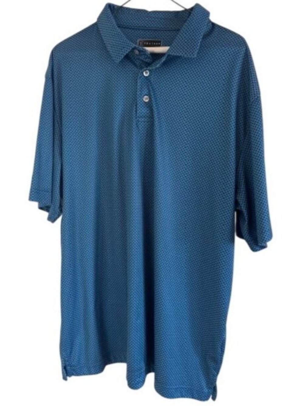 PGA Tour Mens Blue Polo Shirt XL Diamond Pattern Short Sleeve
